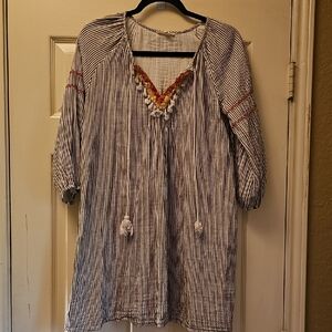 Mystree Navy and White Striped Top